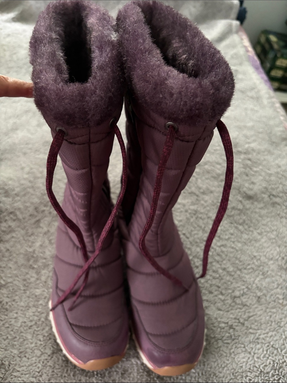 L.L. Bean Plum Quilted Plush-Lined Winter Boots